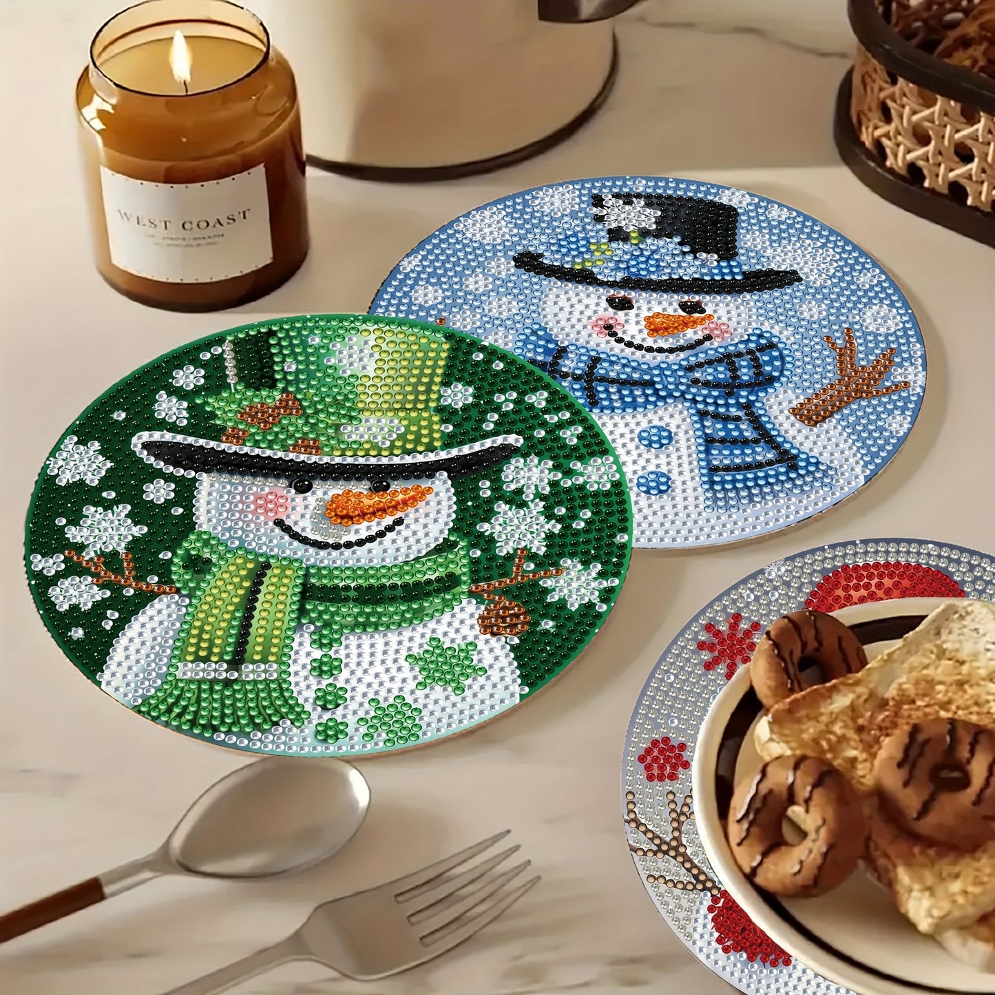 Schneemann Platzsets | 4 Stück | Diamond Painting