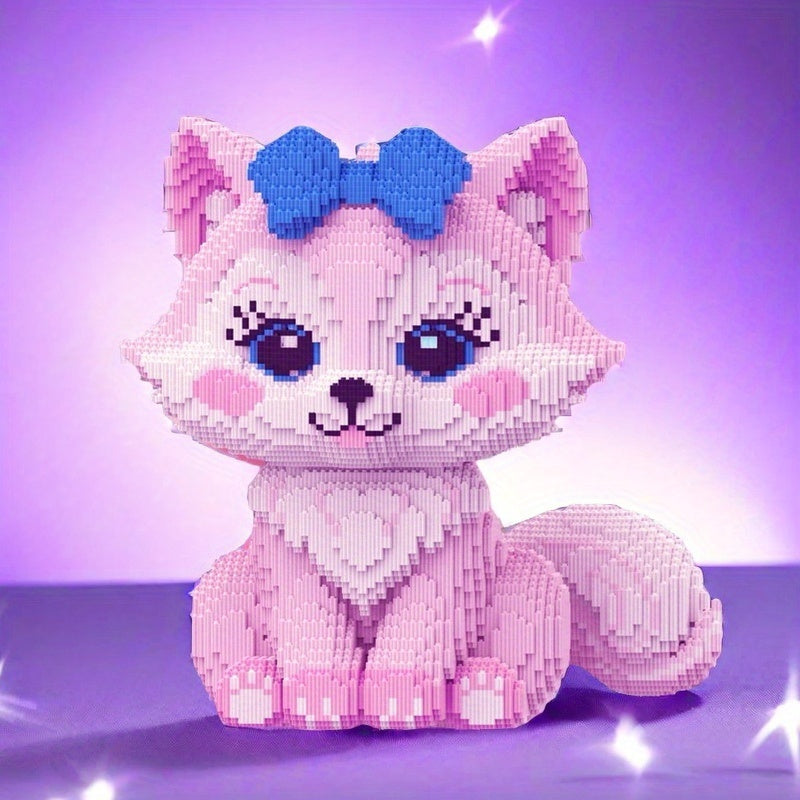 MEGA rosa Fuchs mit Schleife | Bausteine