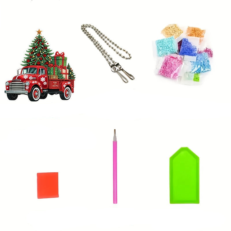 Dekoanhänger | Weihnachts-Truck | Diamond Painting