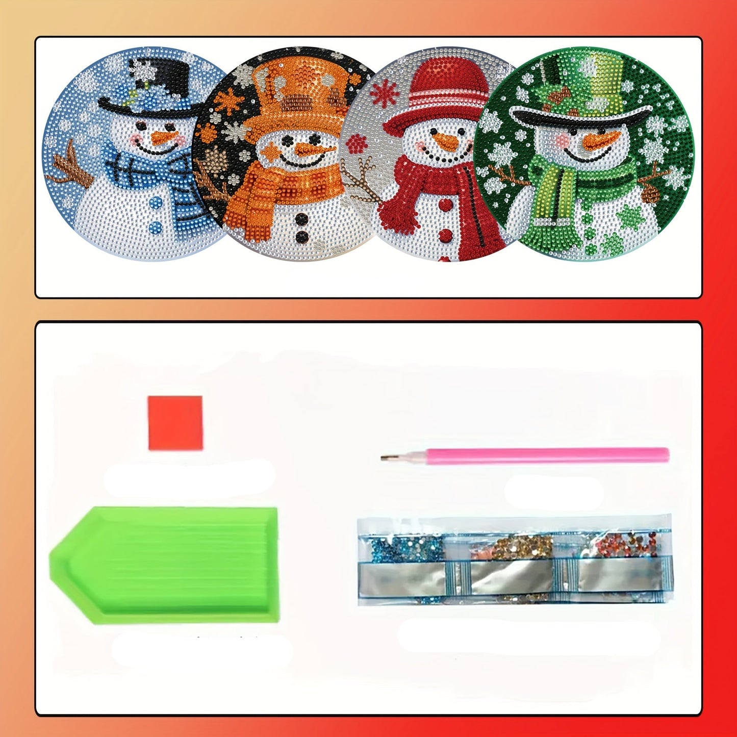 Schneemann Platzsets | 4 Stück | Diamond Painting