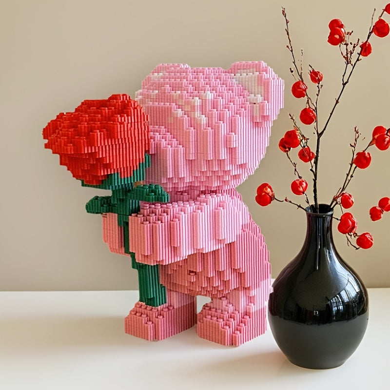 Rosa Bärchen mit Rose | Bausteine