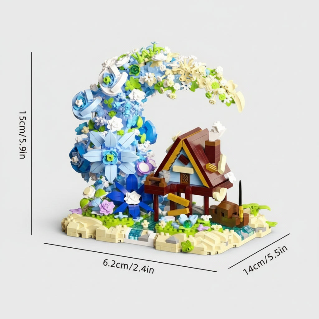 Blumenmond mit Häuschen | Bausteine