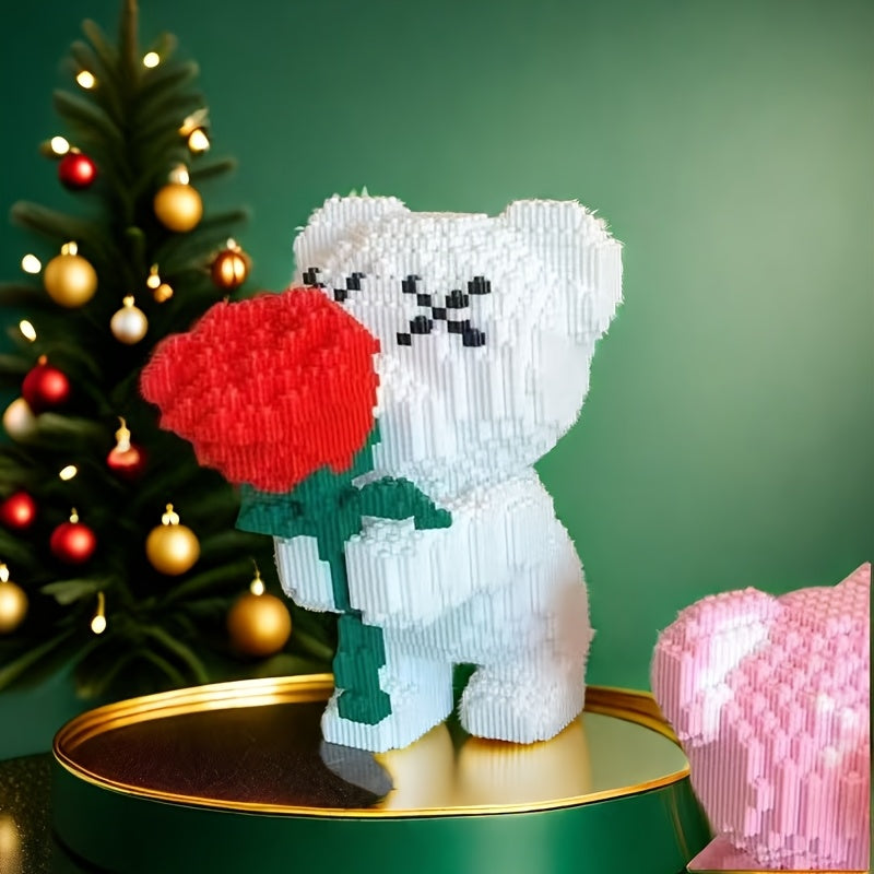 Weißer Bär mit Rose | Bausteine