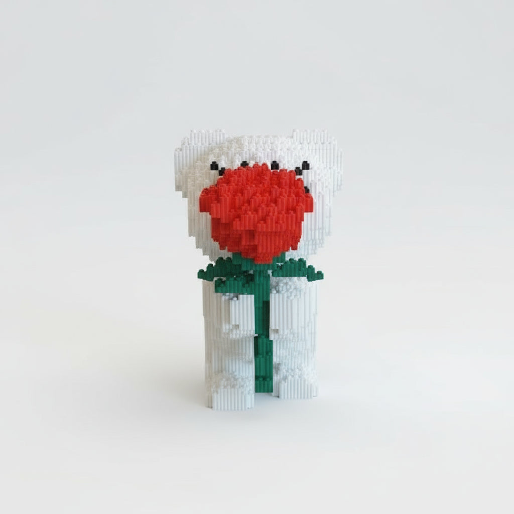 Weißer Bär mit Rose | Bausteine