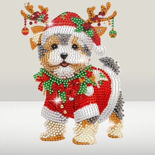 Bewegender Weihnachtshund | Diamond Painting