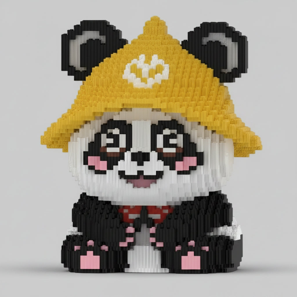 Panda mit gelbem Hut | Bausteine
