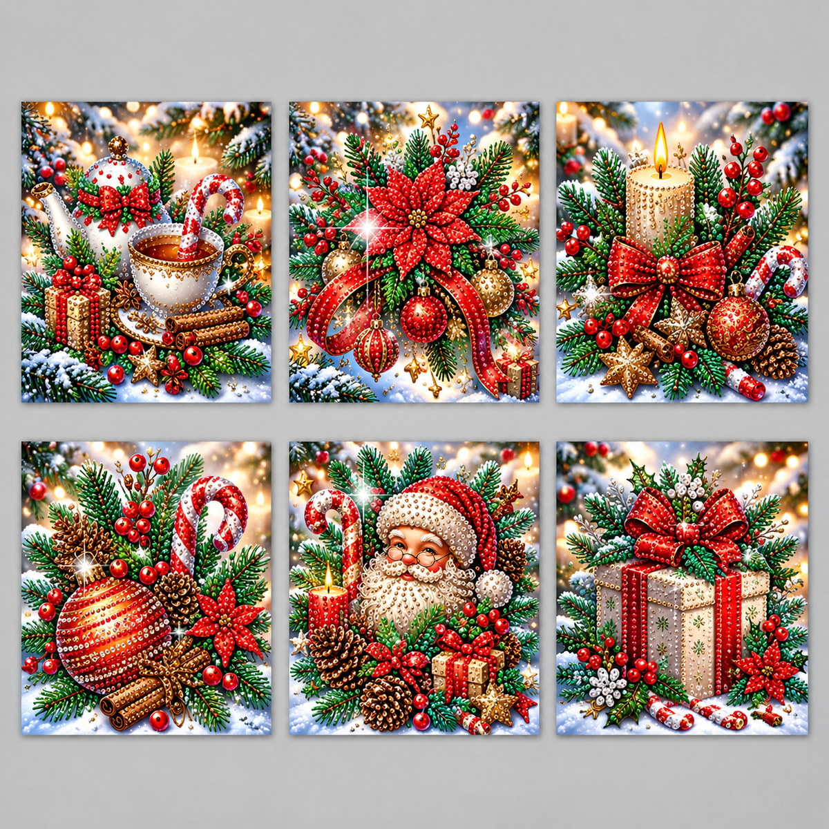 Verschiedene Weihnachtskarten | 6 Stück | Diamond Painting