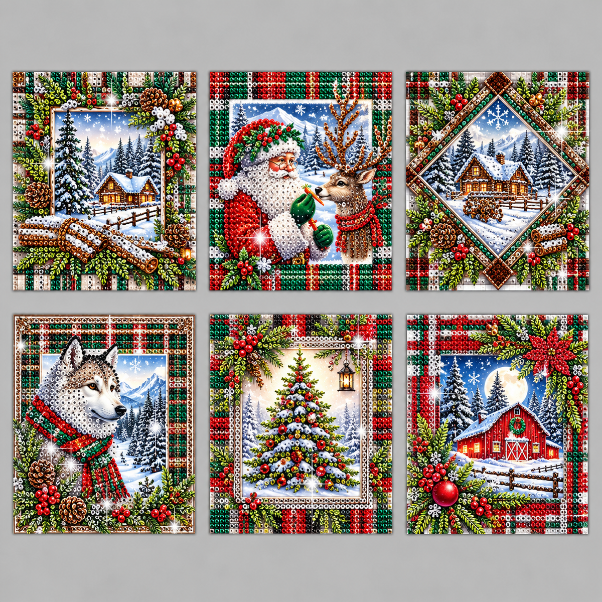 Weihnachtskarten mit Schneemotiven | 6 Stück | Diamond Painting