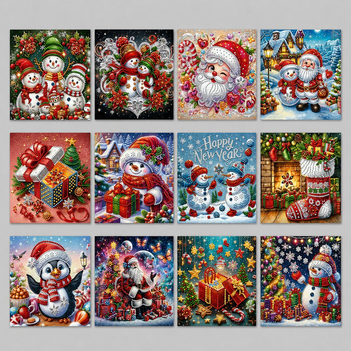 Weihnachtskarten XL Set | 12 Stück | Diamond Painting