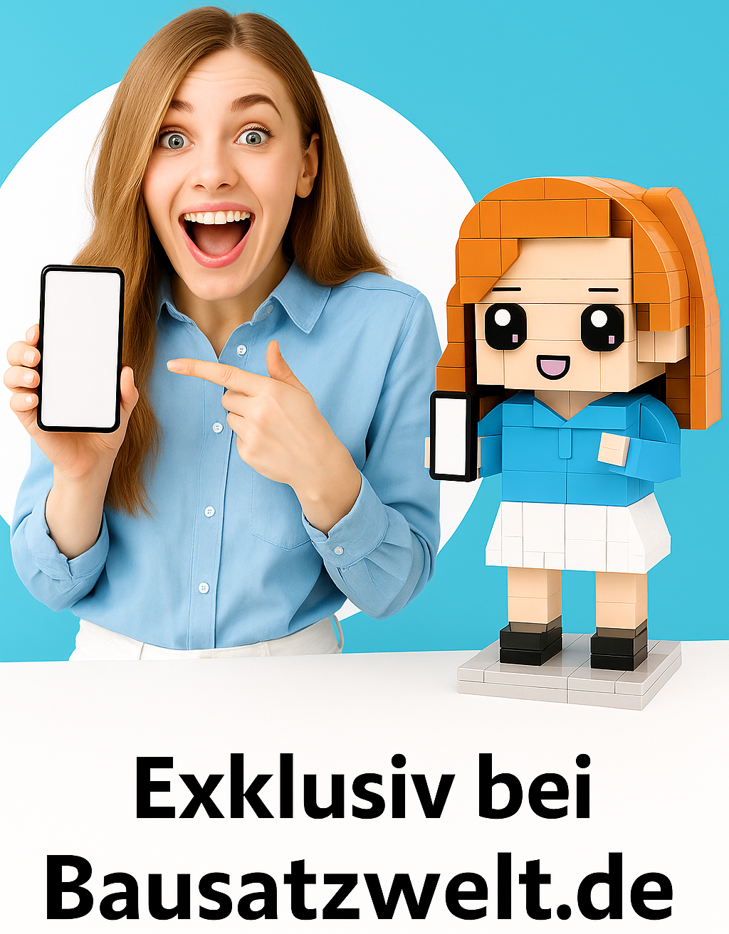 Eigenes Foto als Baustein-Figur – 1 Person personalisiert | Bausteine