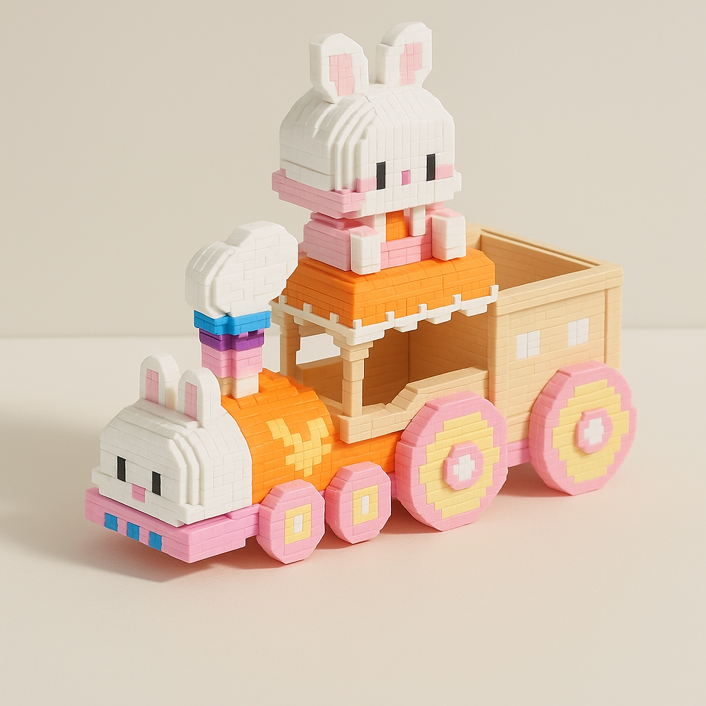 Hase im Zug | Stiftehalter | Bausteine