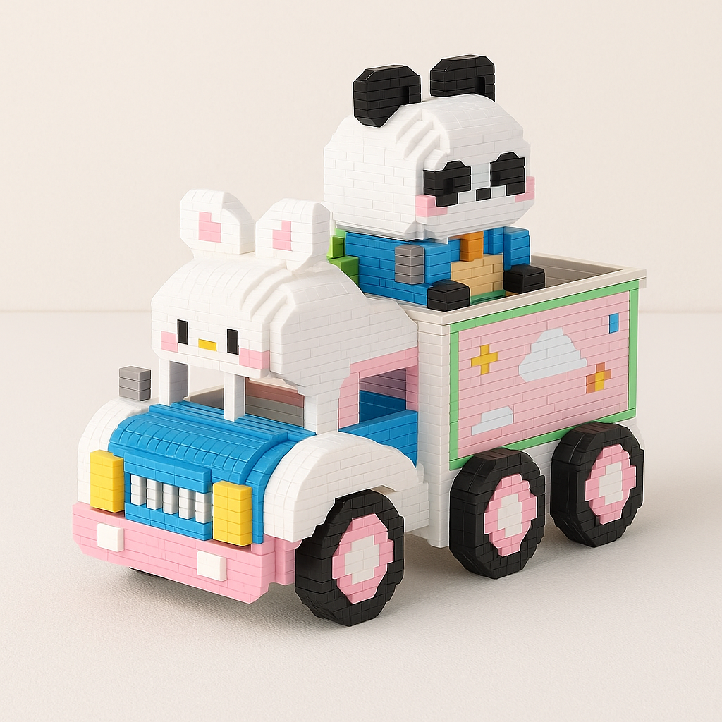Panda im Zug | Stiftehalter | Bausteine