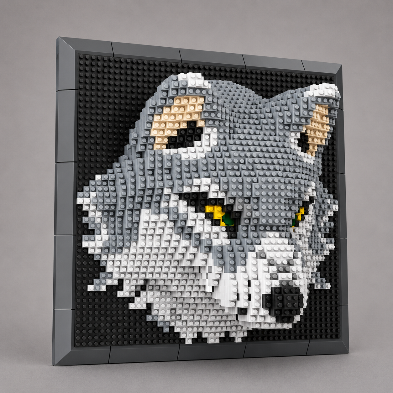 Wolf auf Bauplatte | Bausteine