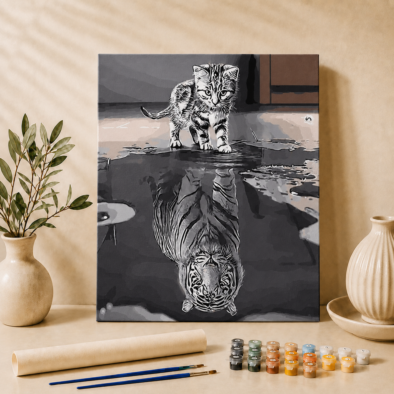 Kätzchen Weißer Tiger | Malen nach Zahlen