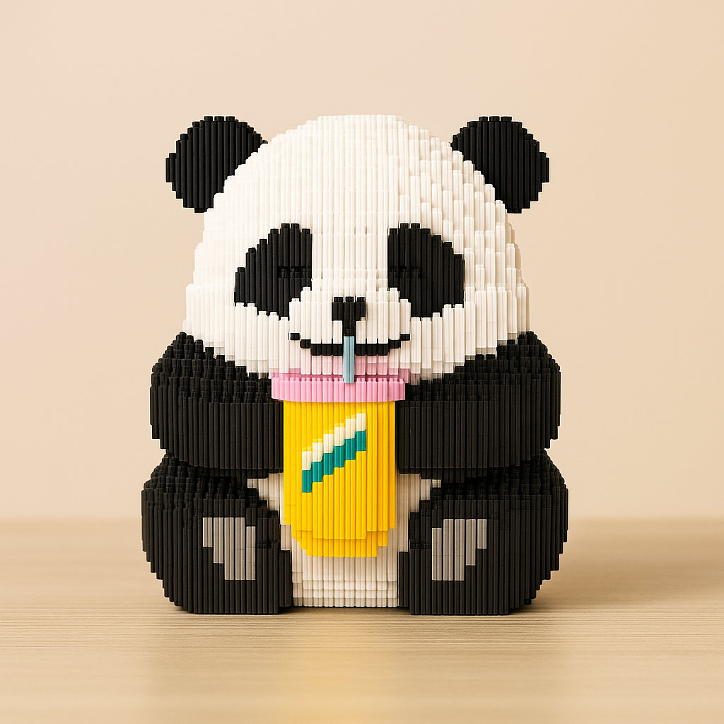 Panda mit Milchshake | Bausteine