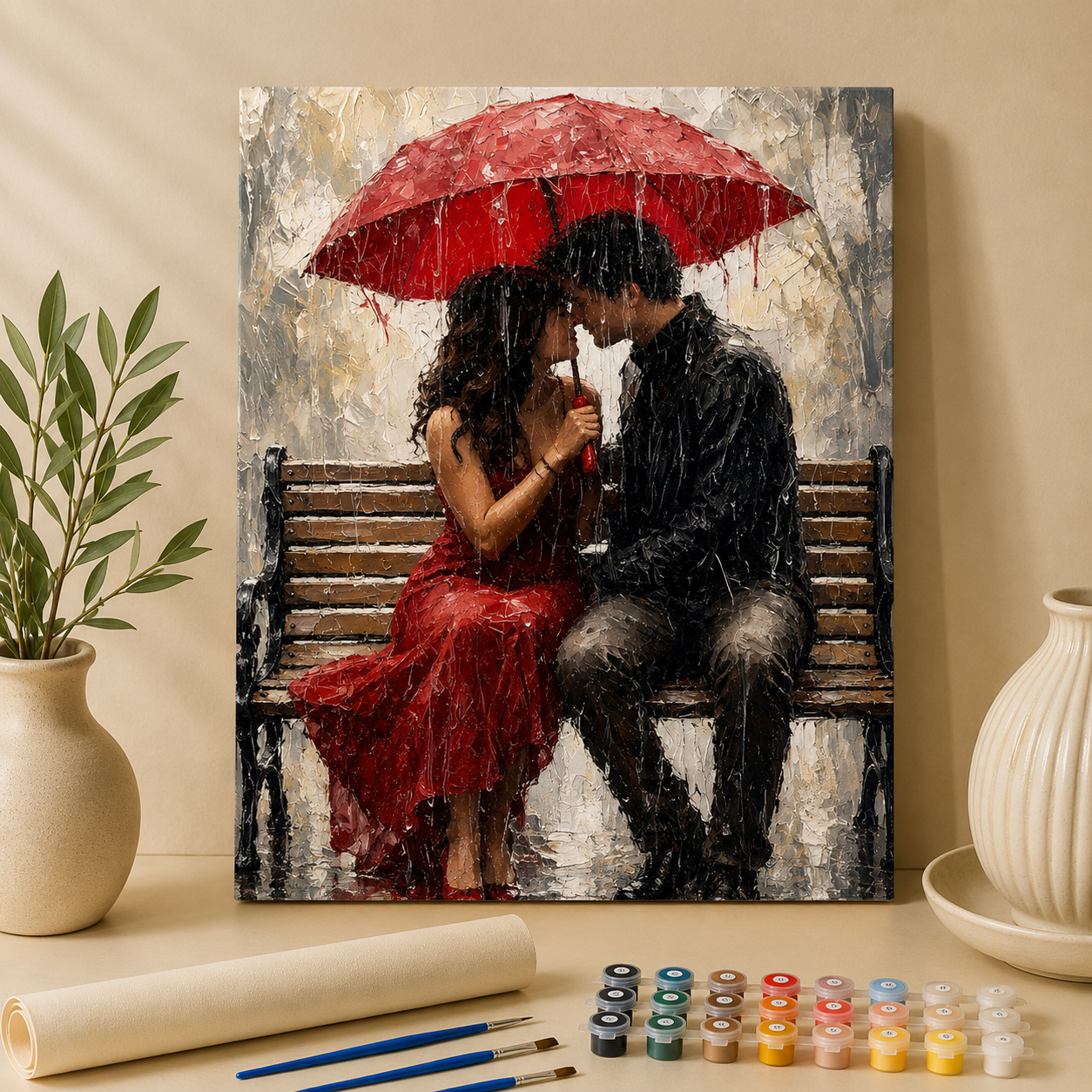 Liebe unter dem Regenschirm – Malen nach Zahlen