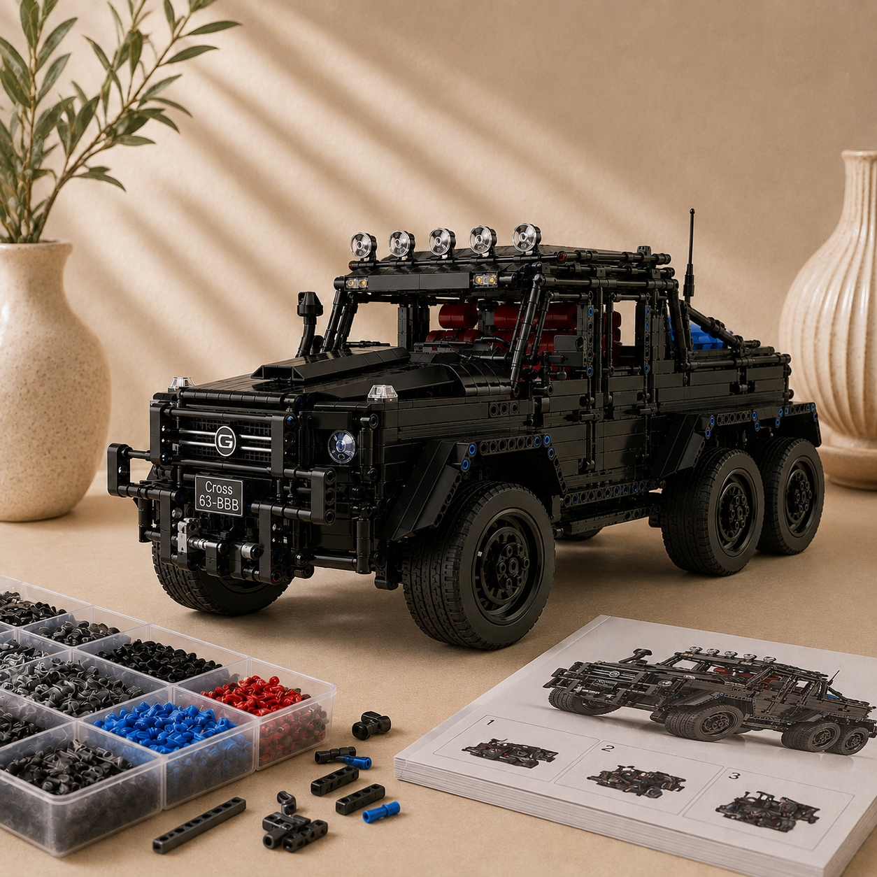 Mega Schwarzer 6×6 Geländewagen | Bausteine