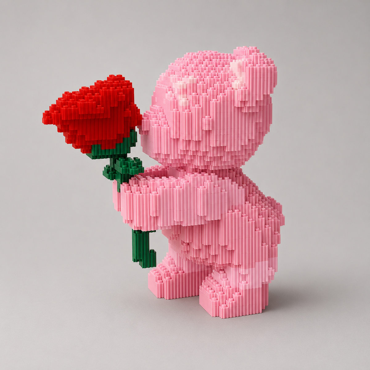 Rosa Bärchen mit Rose | Bausteine