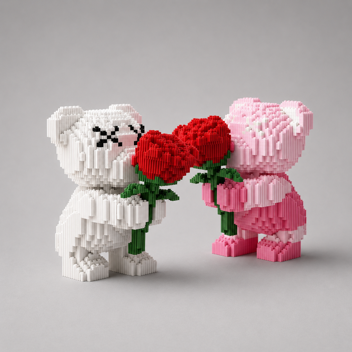 Rosa Bärchen mit Rose | Bausteine