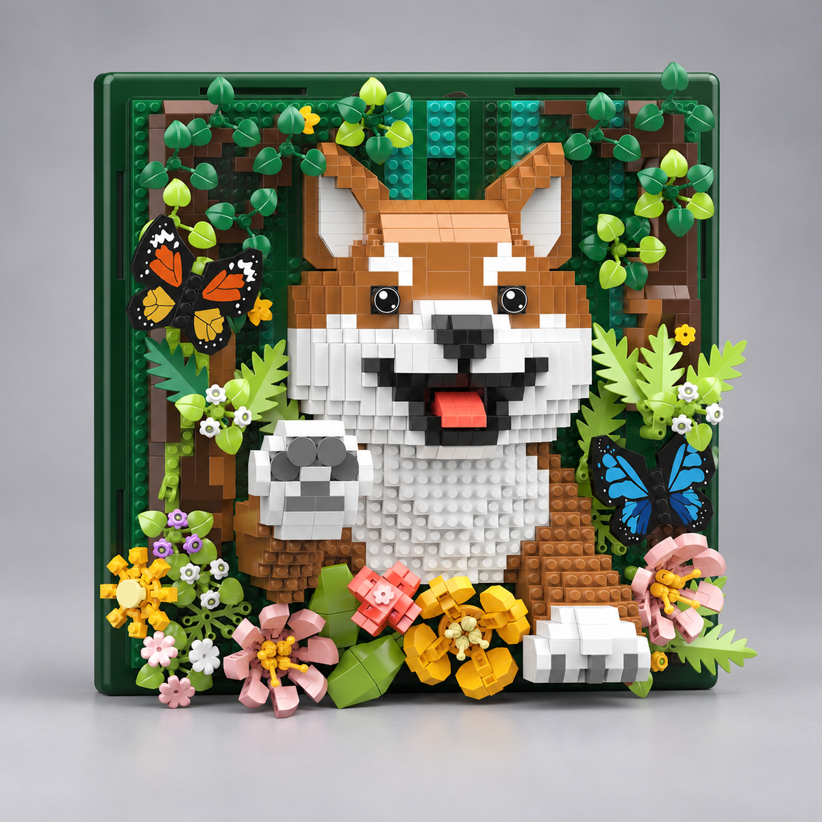 Shiba auf 3D-Gemälde | Bausteine