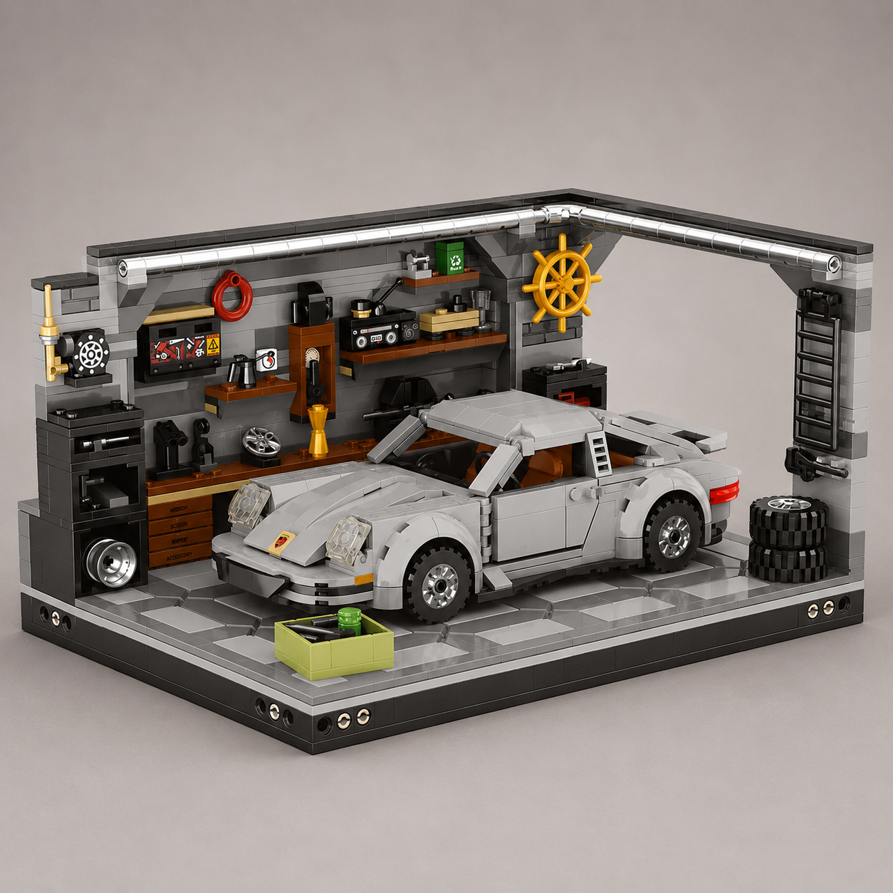 Graues Auto in Garage | Bausteine