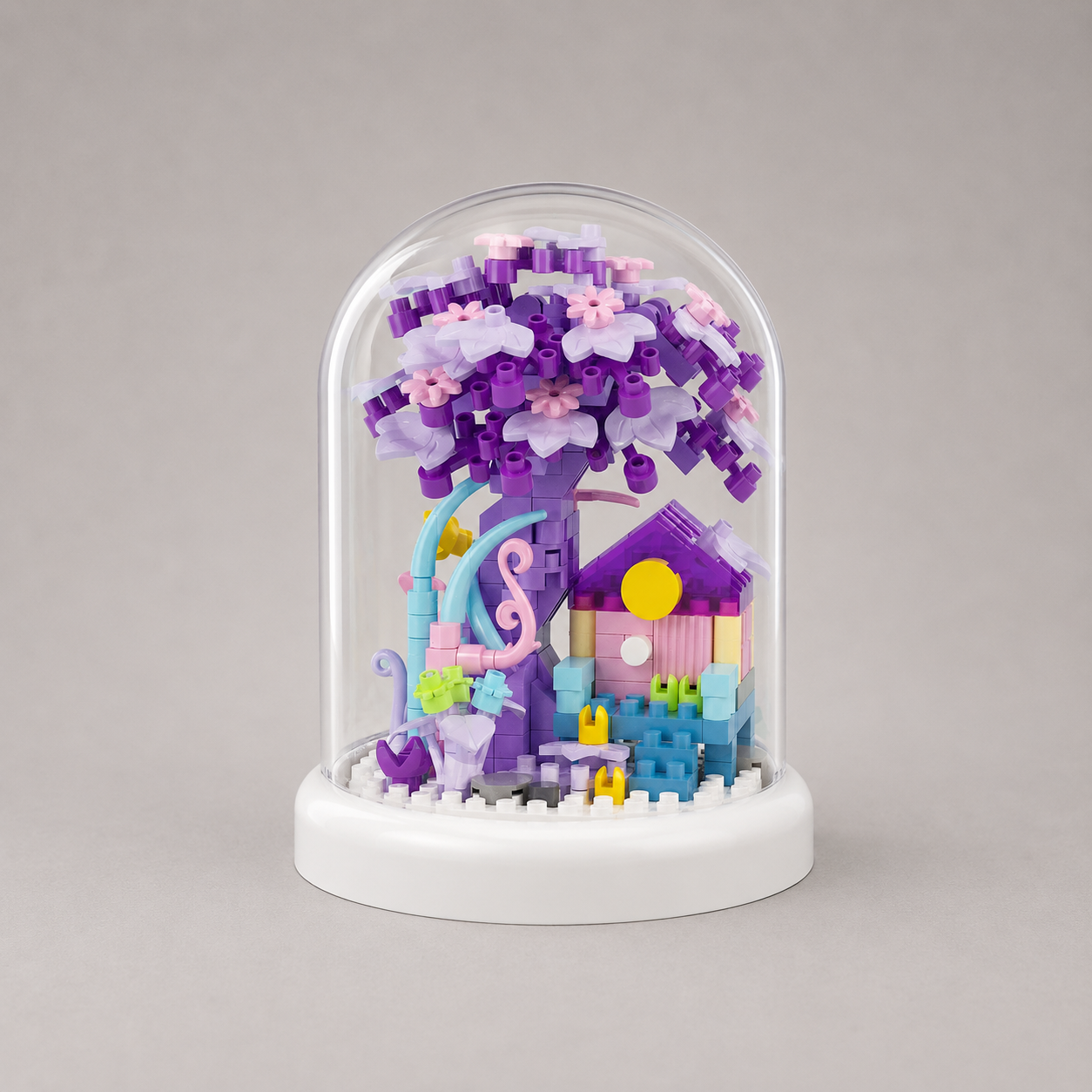 Lila Baum in Glasglocke | Bausteine