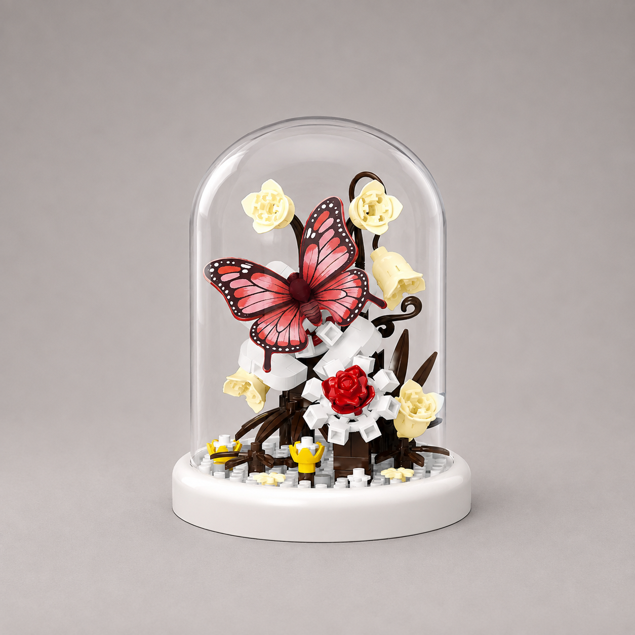 Roter Schmetterling in Glasglocke | Bausteine