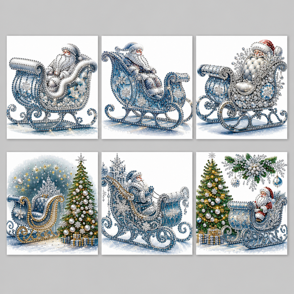 Winterzauber in der Schlittenfahrt Weihnachtskarten | 6 Stück | Diamond Painting