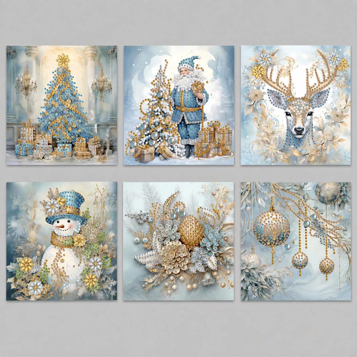 Prachtvolle Weihnachtskarten | 6 Stück | Diamond Painting