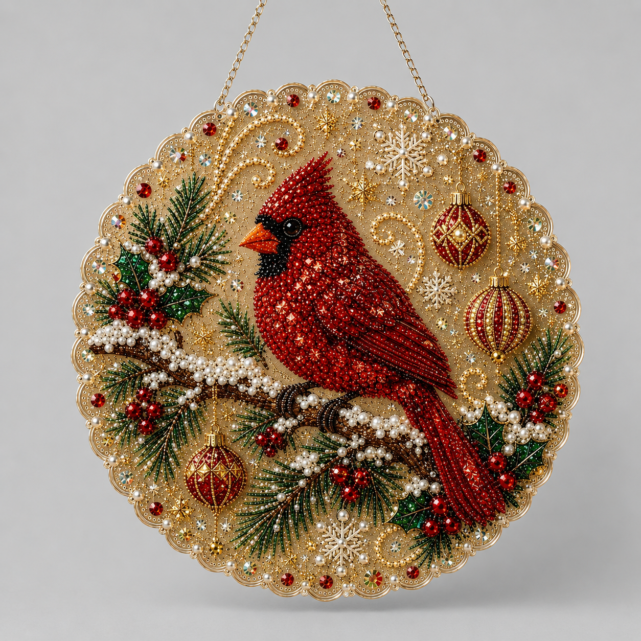 Weihnachtsanhänger | Vogel | Diamond Painting
