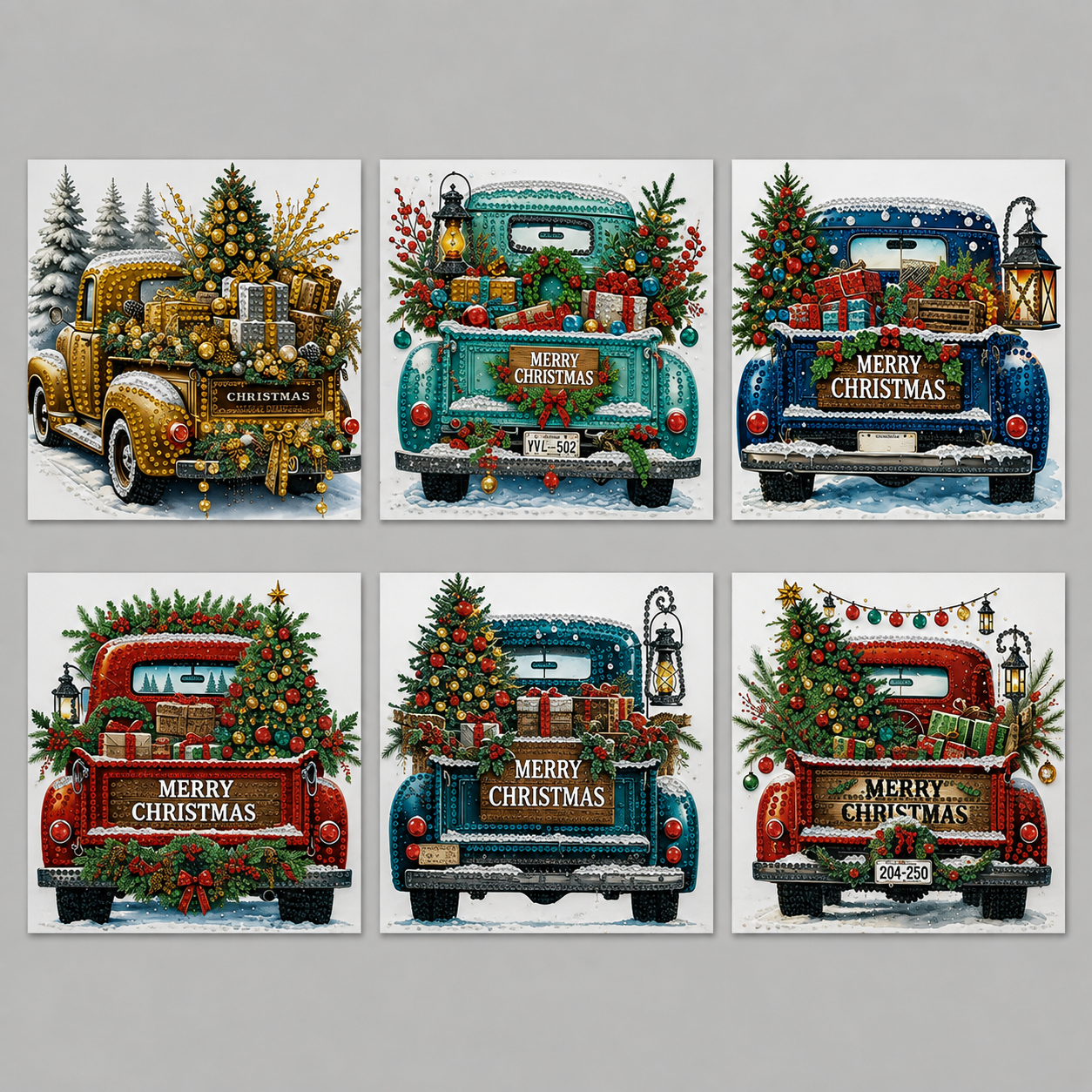 Weihnachtsauto-Karten | 6 Stück | Diamond Painting