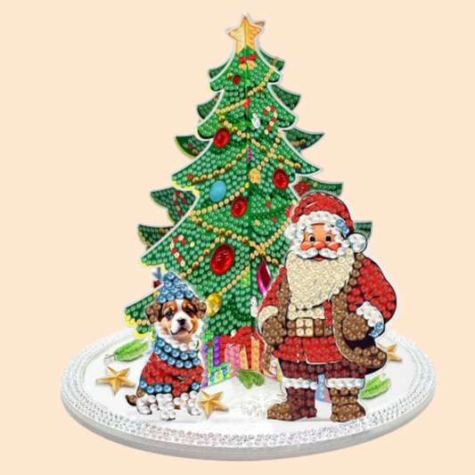 3D Weihnachtsmann bei Weihnachtsbaum | Diamond Painting