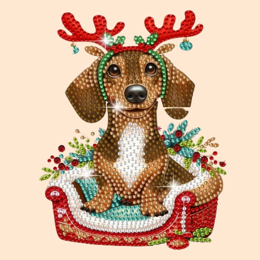 Bewegender Hund im Korb | Diamond Painting