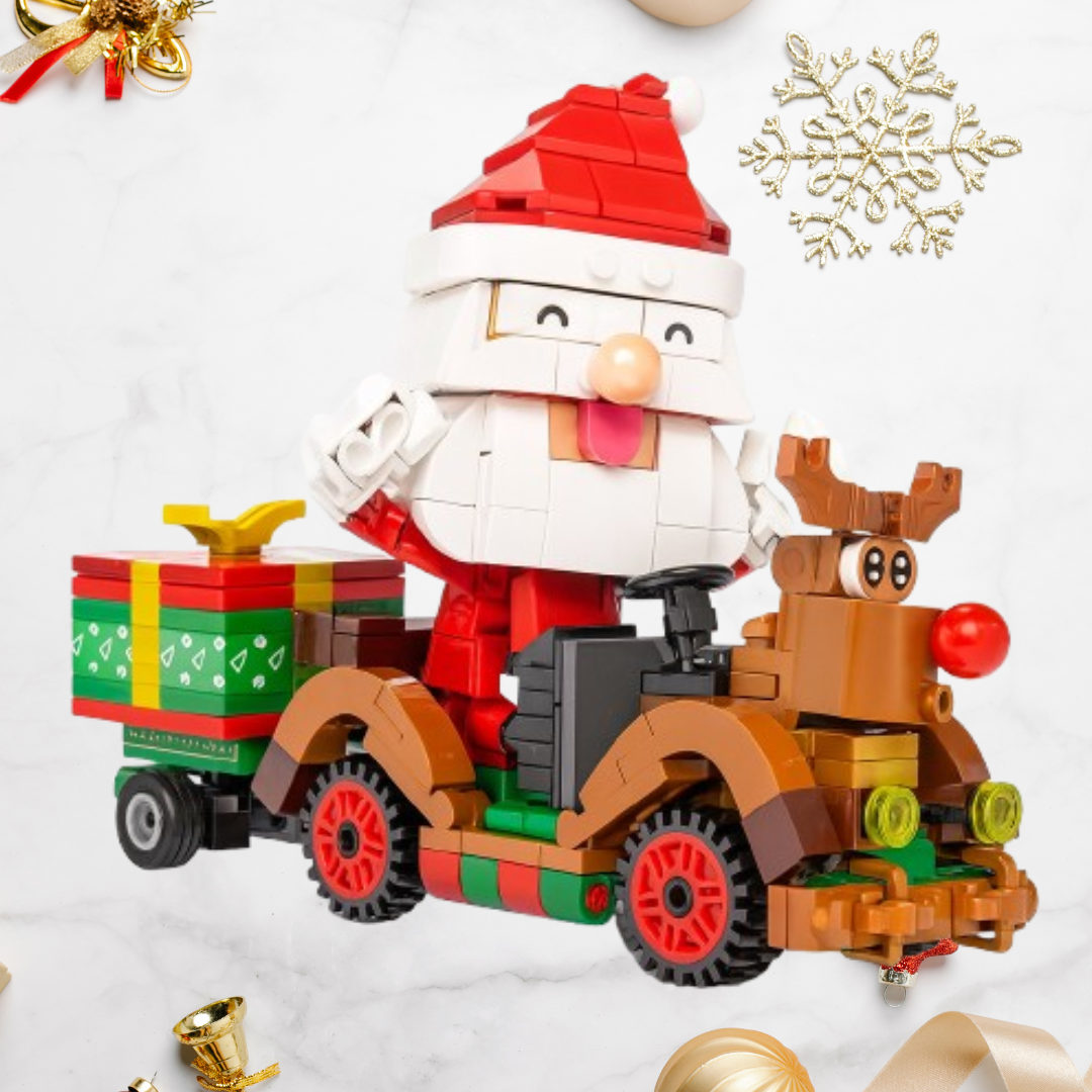 Weihnachtsmann auf Auto | Bausteine