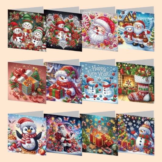 Weihnachtskarten XL Set | 12 Stück | Diamond Painting