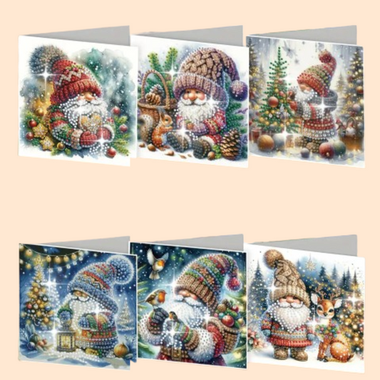 Weihnachtskarten Set mit Warmen Winterfiguren | 6 Stück | Diamond Painting