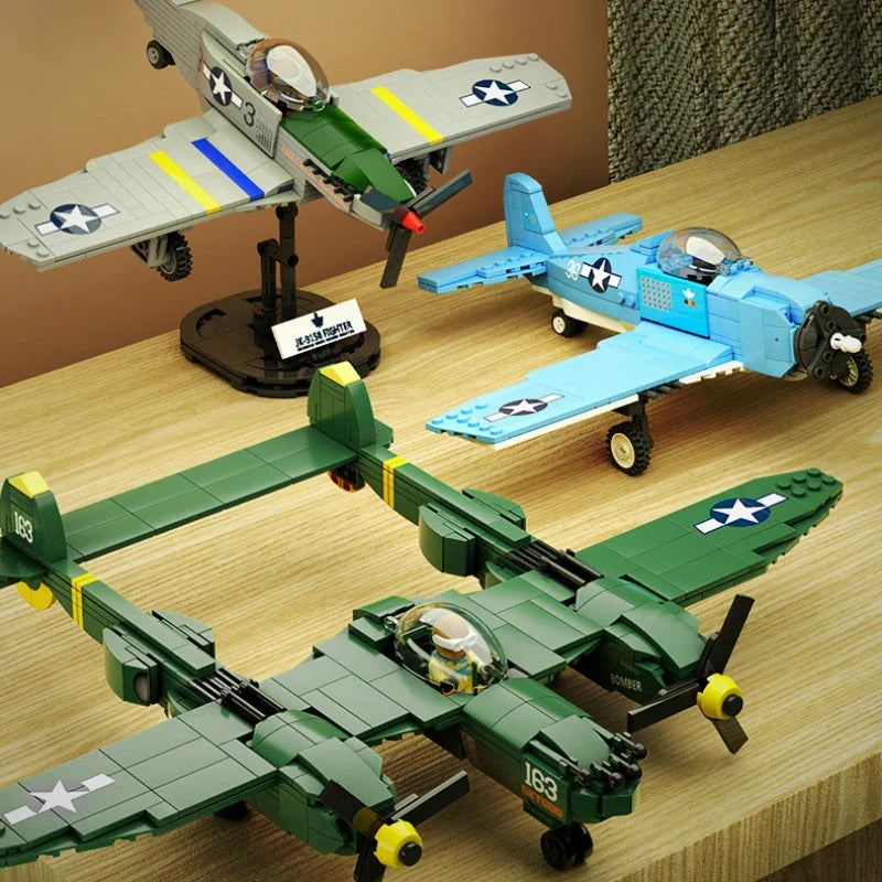 blaues Kampfflugzeug | Bausteine