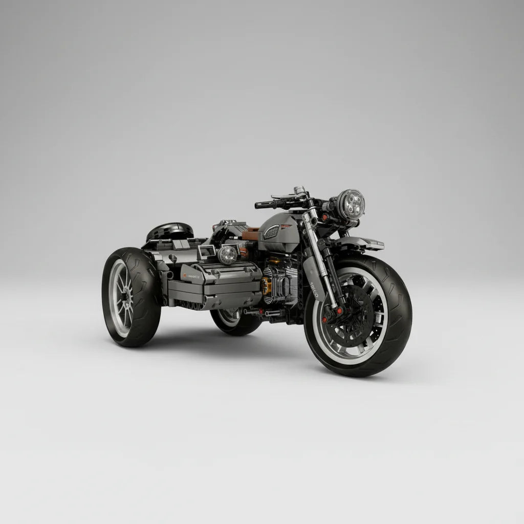 Mechanisches Retro Dreirad Motorrad | Bausteine