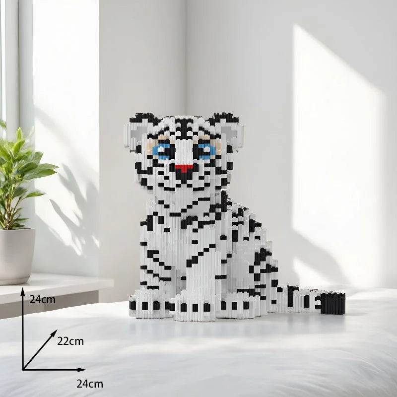 Sitzender weißer Tiger | Bausteine