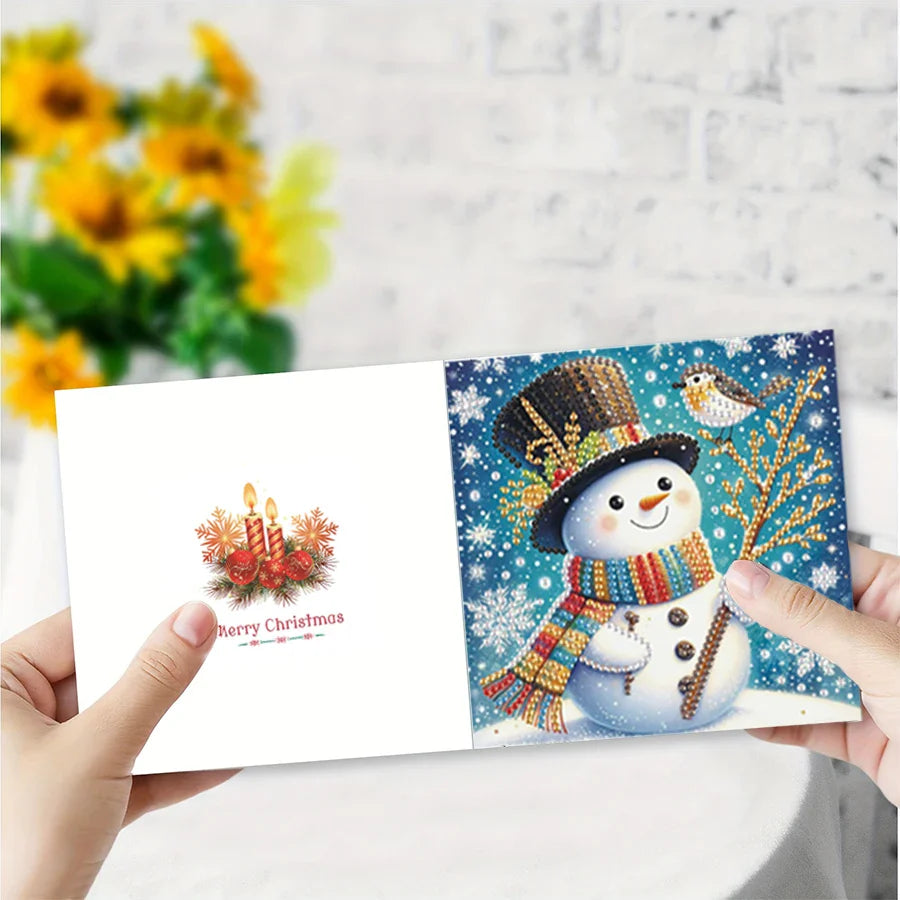 Schneemann Weihnachtskarten | 6 Stück | Diamond Painting