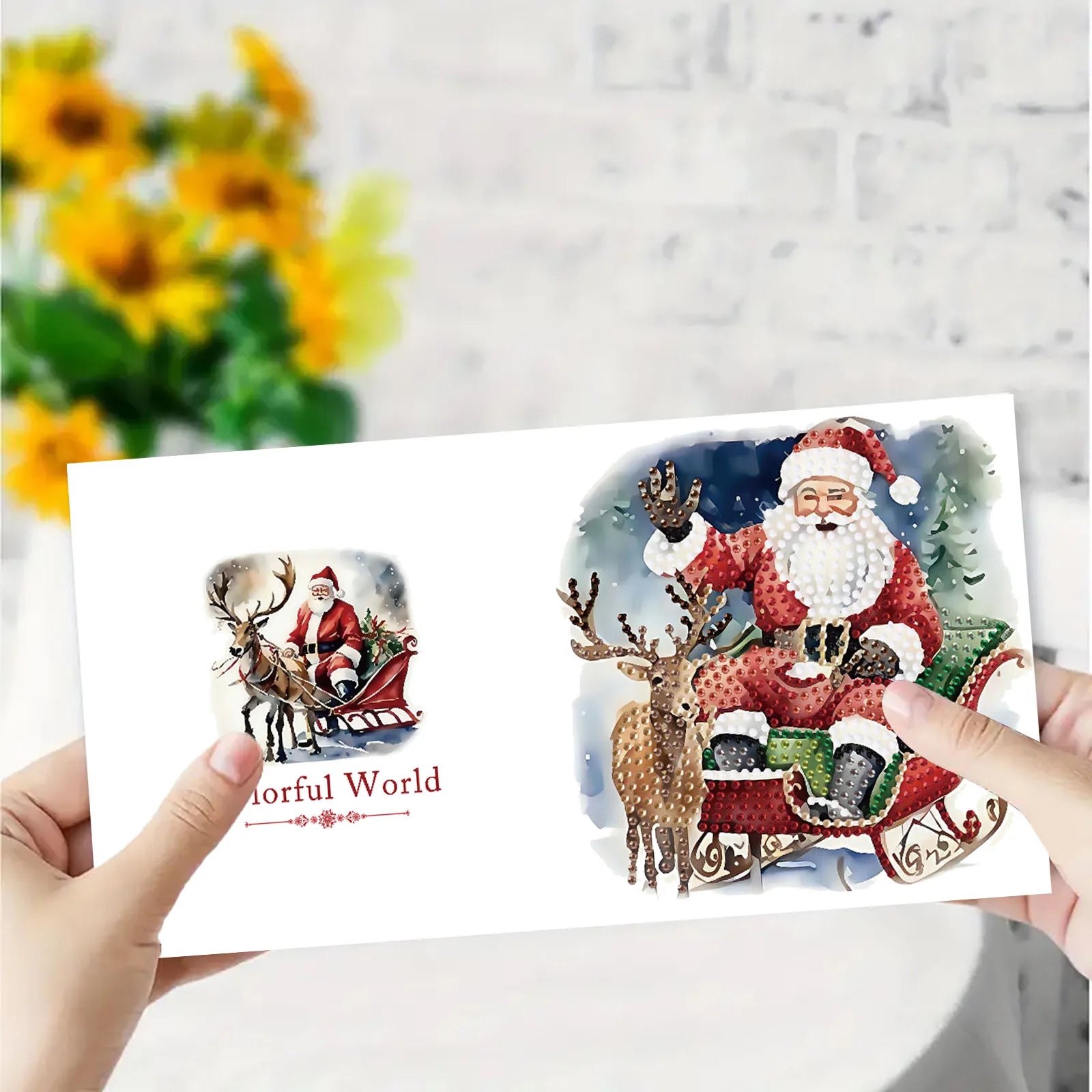 Weihnachtsmann-im-Schlitten-Karten | 6 Stück | Diamond Painting