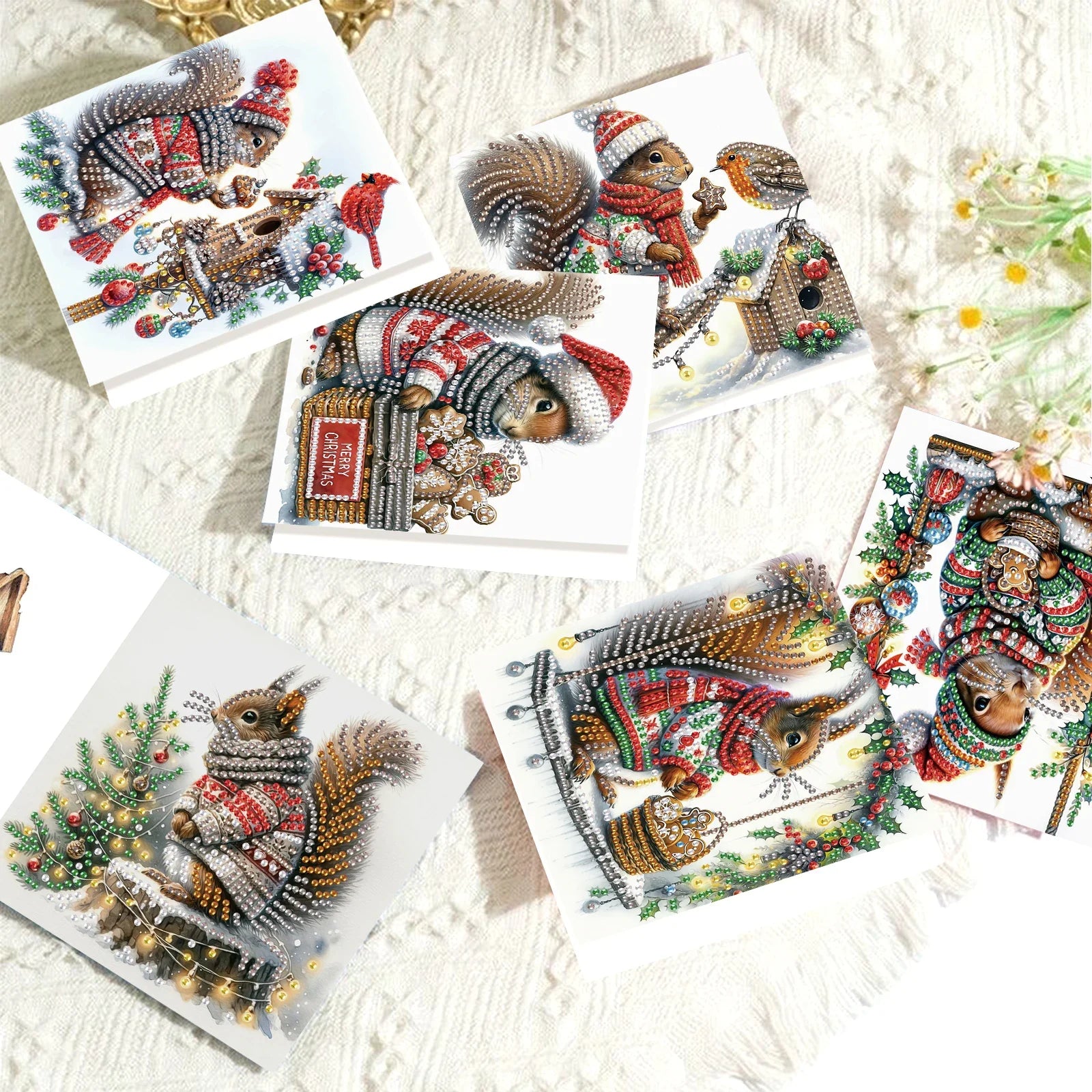 Weihnachtseichhörnchen | 6 Stück | Diamond Painting