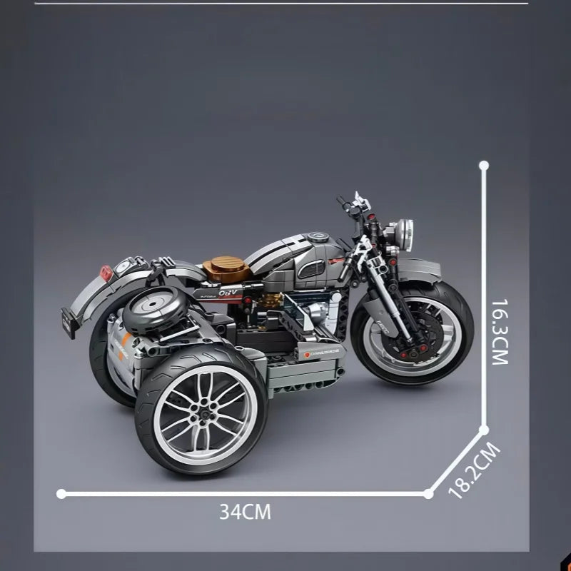 Mechanisches Retro Dreirad Motorrad | Bausteine