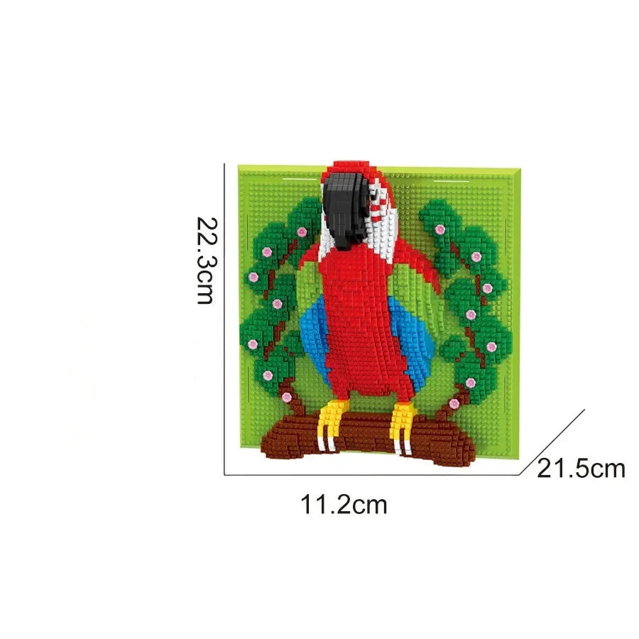 Papagei auf Bauplatte | Bausteine