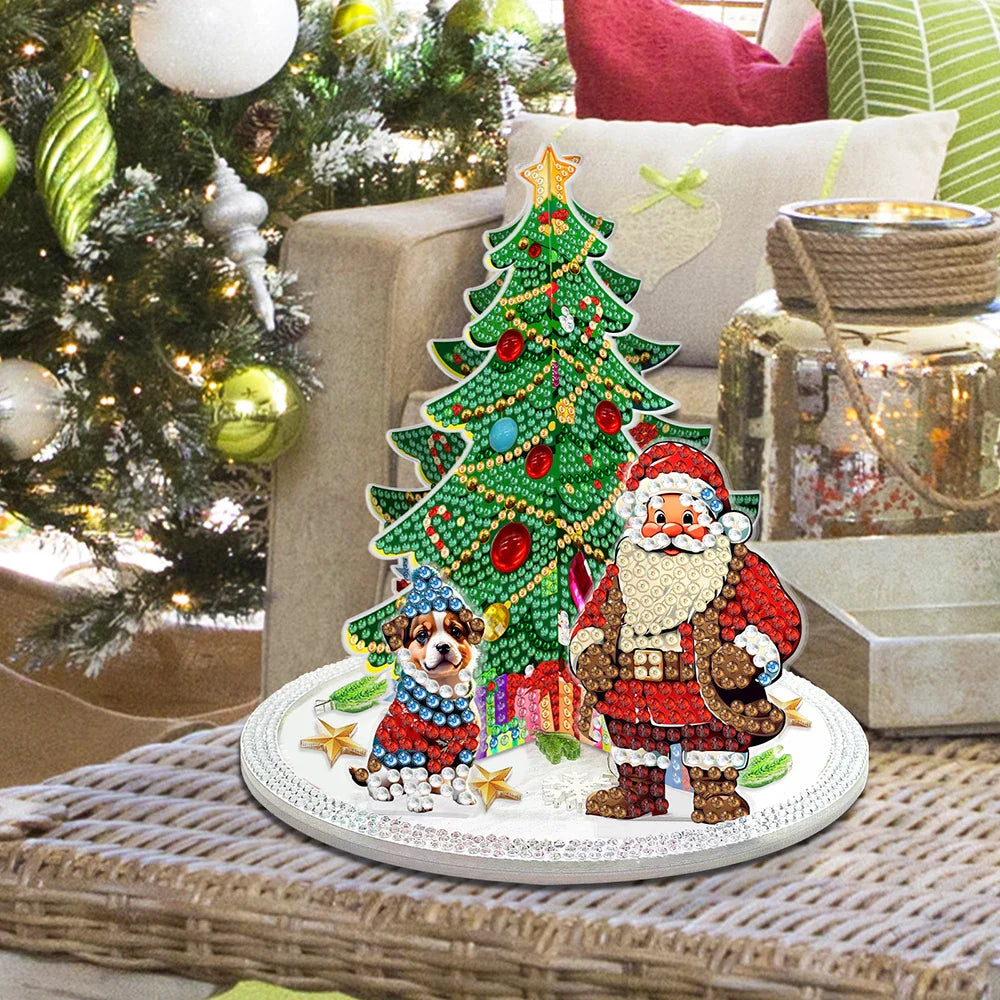 3D Weihnachtsmann bei Weihnachtsbaum | Diamond Painting