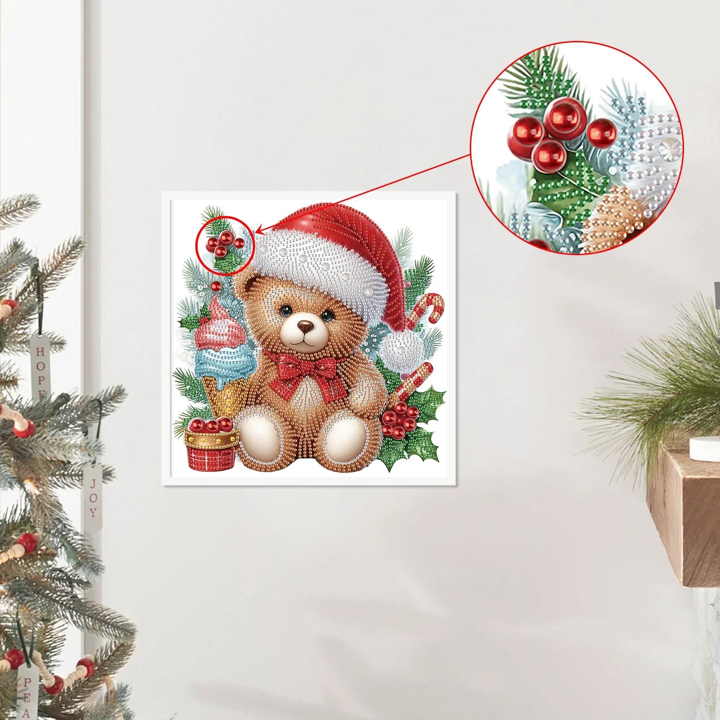 Bär mit Weihnachtsmütze | Diamond Painting