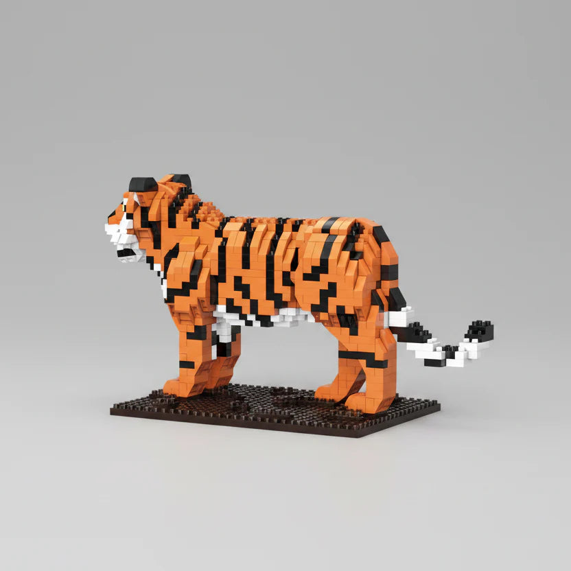 Tiger auf Bauplatte | Bausteine