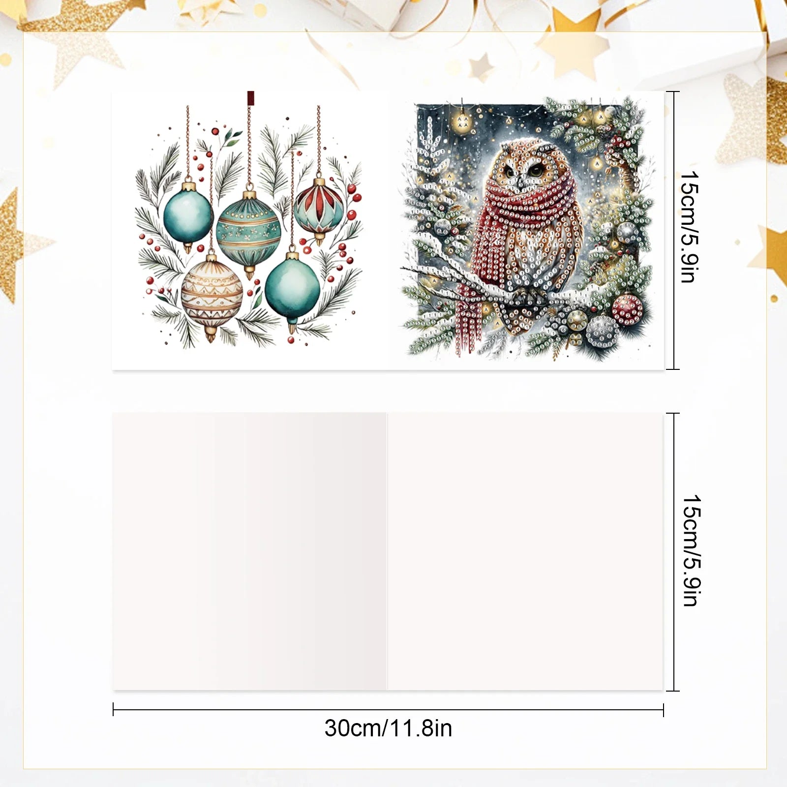 Weihnachtseulen-Karten | 6 Stück | Diamond Painting