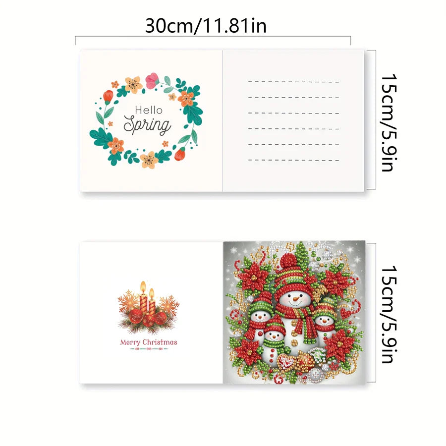 Schneemann Weihnachtskarten | 6 Stück | Diamond Painting