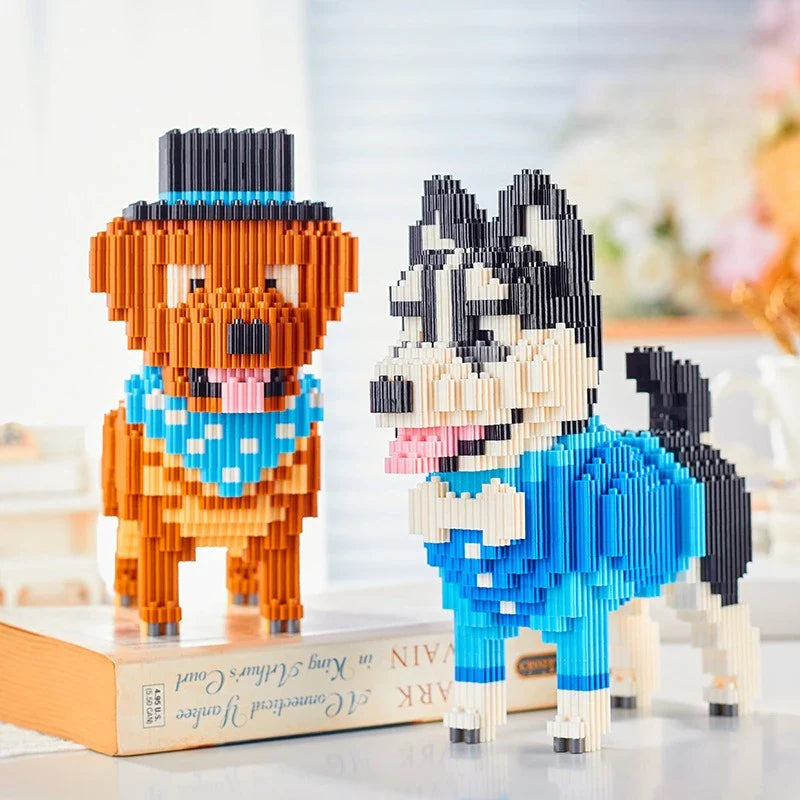 Husky im blauen Anzug | Bausteine
